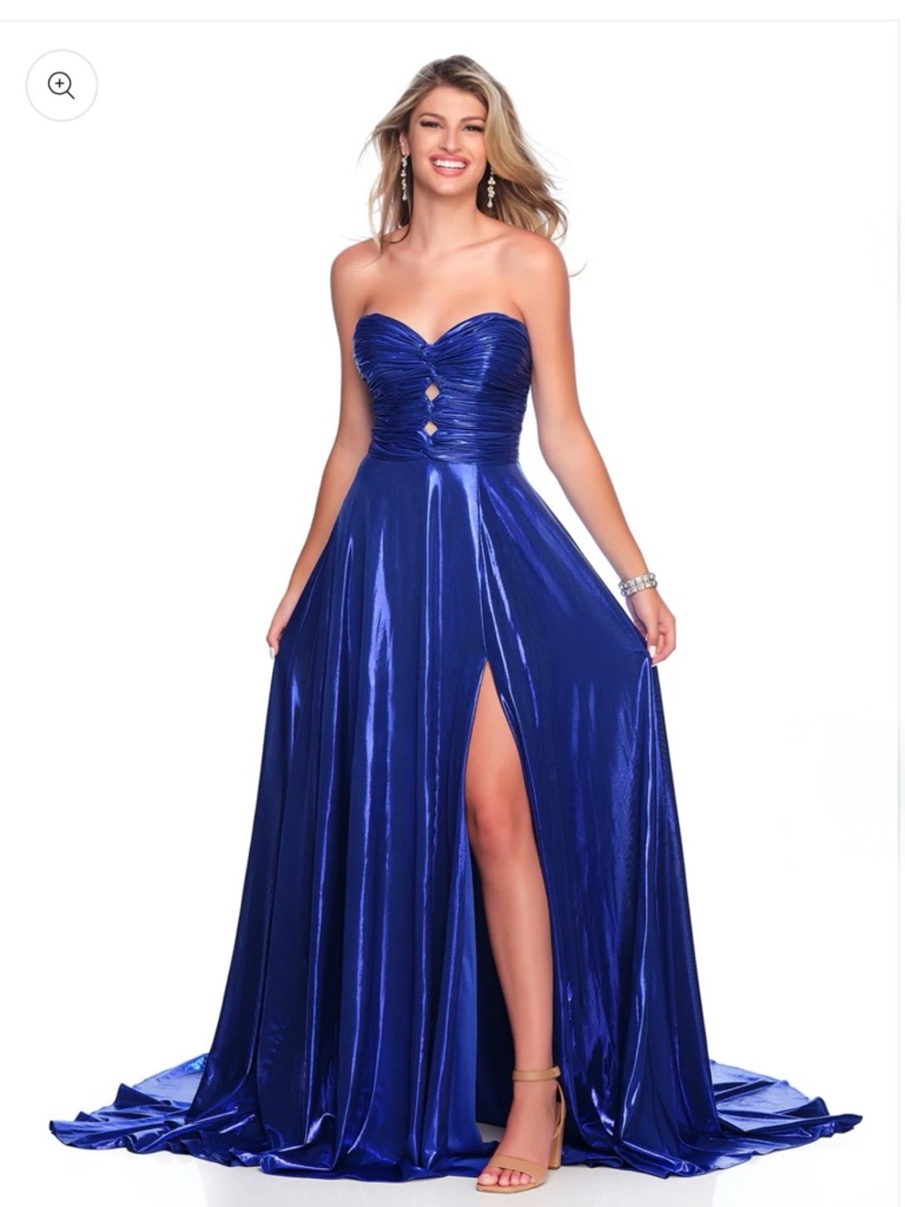 Dave & Johnny Strapless Shimmering Sapphire Blue Gown